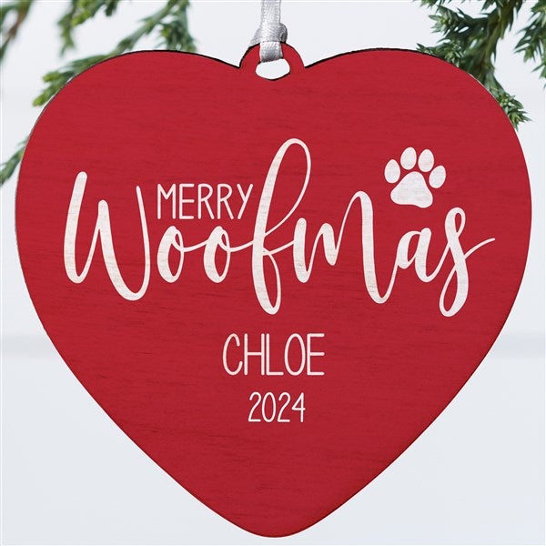 Merry Woofmas Personalized Heart Ornament  - 37773