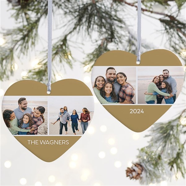 Family Photo Personalized Heart Ornament - 37782