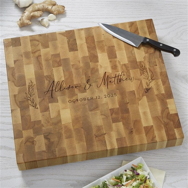 Elegant Couple Personalized Wedding Butcher Block Cutting Board  - 37832