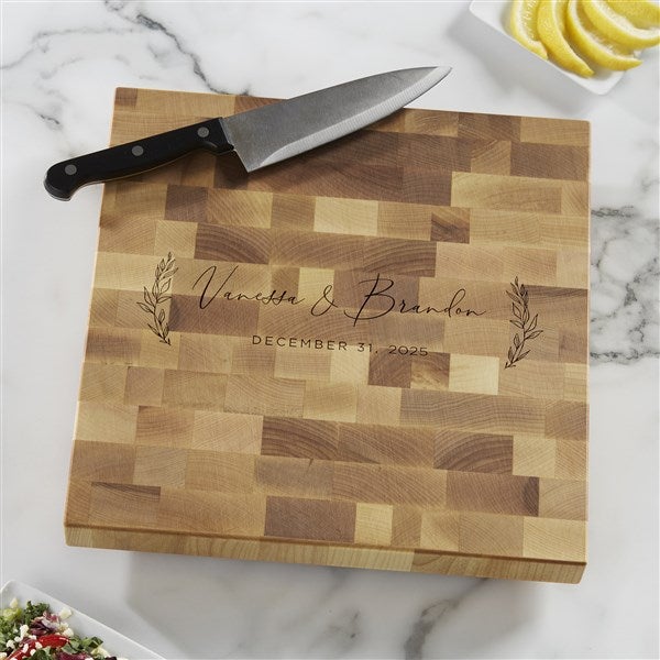 Elegant Couple Personalized Wedding Butcher Block Cutting Board  - 37832