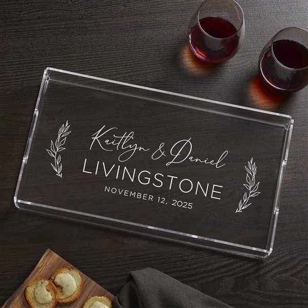 Elegant Couple Engraved Acrylic Serving Tray  - 37836