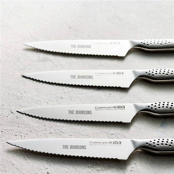 kitchen knife set with their names