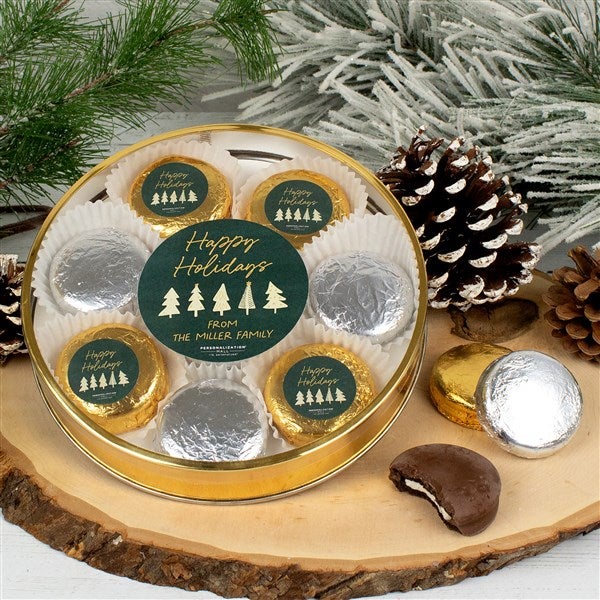 Aspen Christmas Personalized Chocolate Covered Oreo Cookie Gift Tin  - 38015D