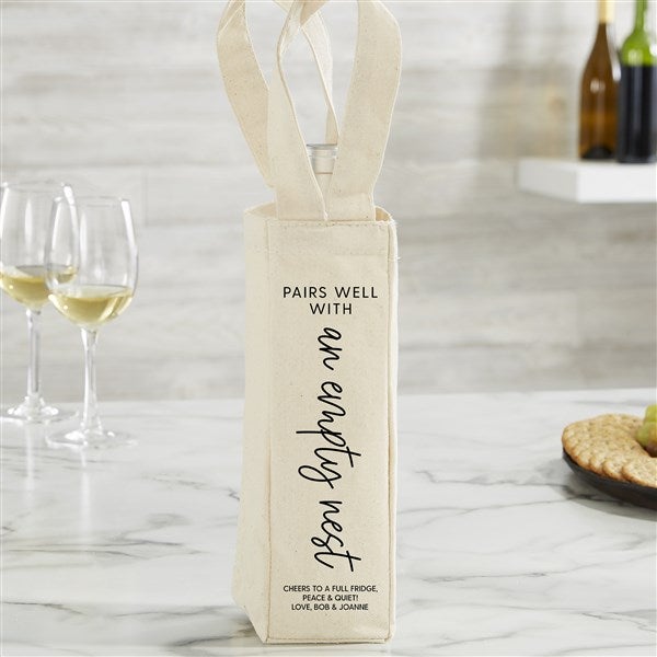 Personalized Wine Tote Bag - Pairs Well With - 38051