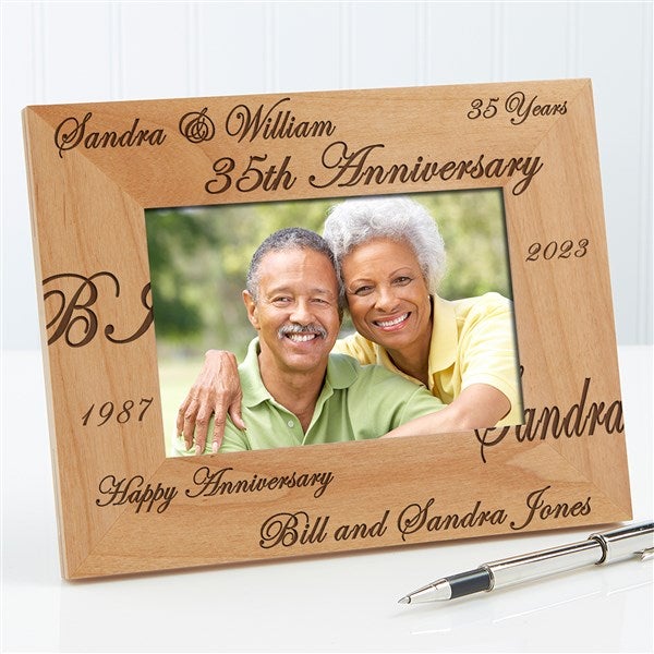Engraved Wood 4x6 Anniversary Picture Frame - Forever & Always