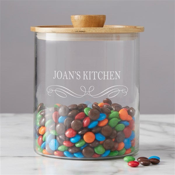 Classic Kitchen Personalized Glass Container with Acacia Lid  - 38197