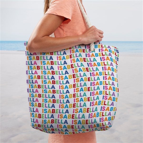 Vibrant Name For Her Personalized Beach Bag- Large