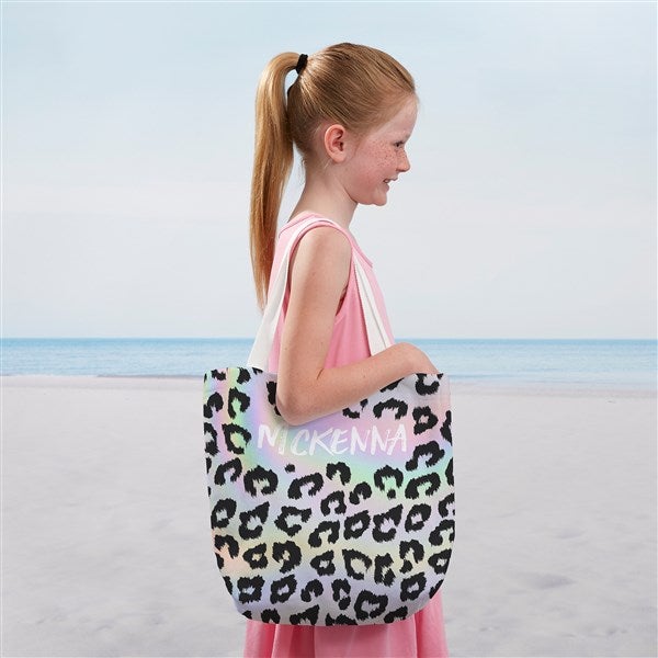 Leopard Print Personalized Beach Bag- Small