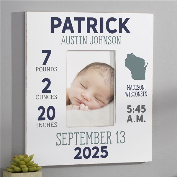 State Icon Birth Stats Baby Personalized Picture Frame  - 38303