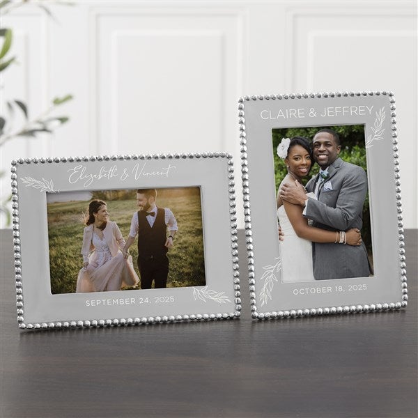 Mariposa® String of Pearls Elegant Couple Engraved Wedding Frame  - 38588