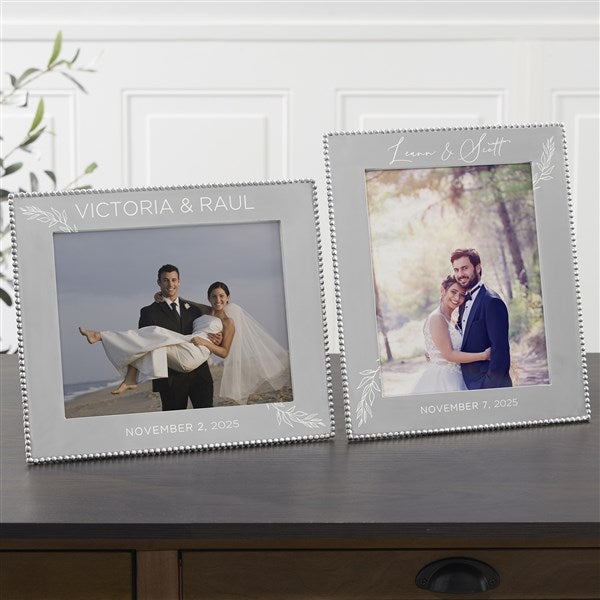 Mariposa® String of Pearls Elegant Couple Engraved Wedding Frame  - 38588