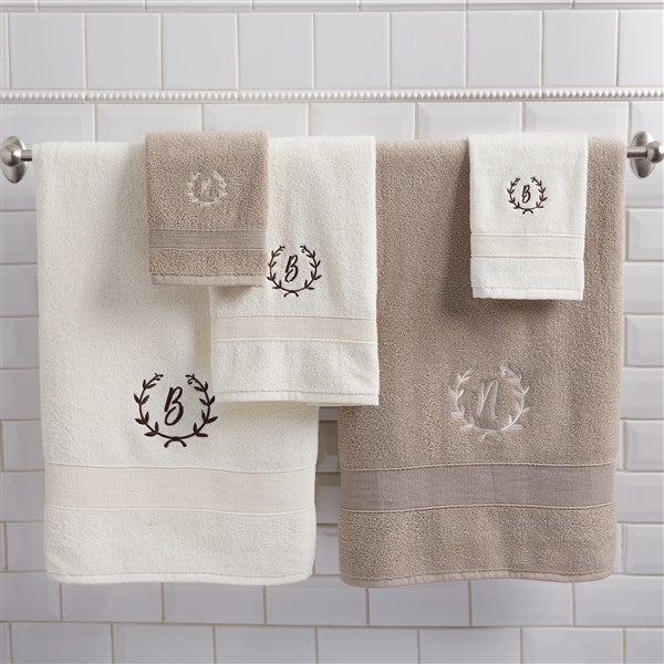 Floral Wreath Embroidered Luxury Cotton Bath Towel Collection - 38611