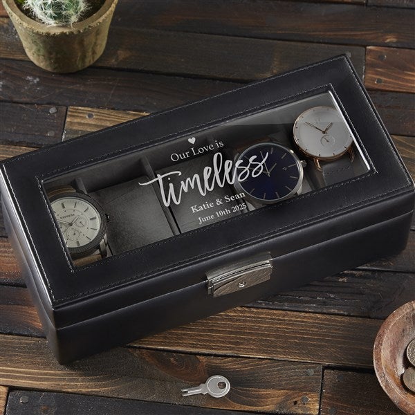 Our Love Is Timeless Personalized Leather Watch Box  - 38647