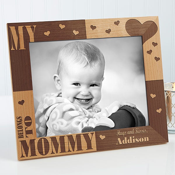 Personalized Wood Picture Frames - Our Hearts Belong to Her Frame - 3867