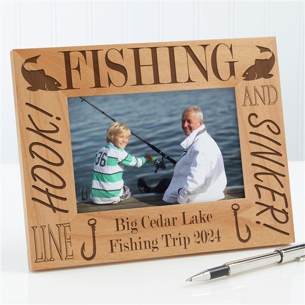 Personalized Fishing Custom Wood Picture Frame - 4x6