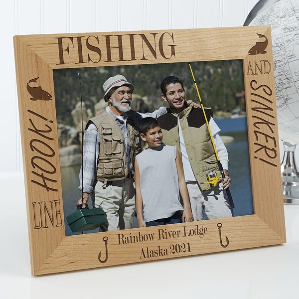 Personalized Fishing Custom Wood Picture Frame 8x10