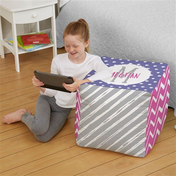 Yours Truly Personalized Cube Ottoman  - 38773D