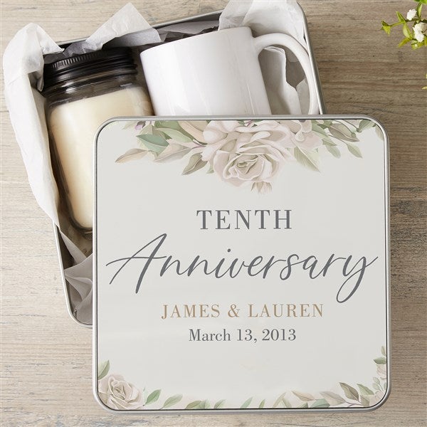 Floral Anniversary Personalized Metal Tin  - 39996