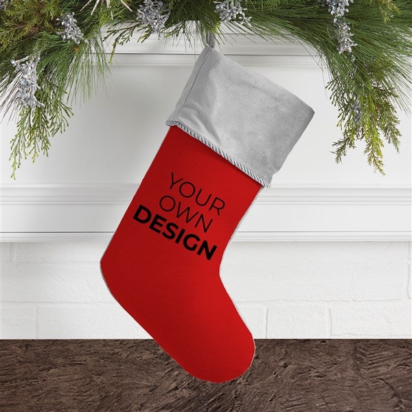 Design Your Own Personalized Grey Christmas Stocking  - 40089