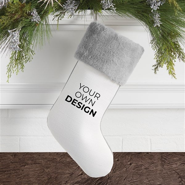 Design Your Own Personalized Grey Fur Cuff Christmas Stocking  - 40091