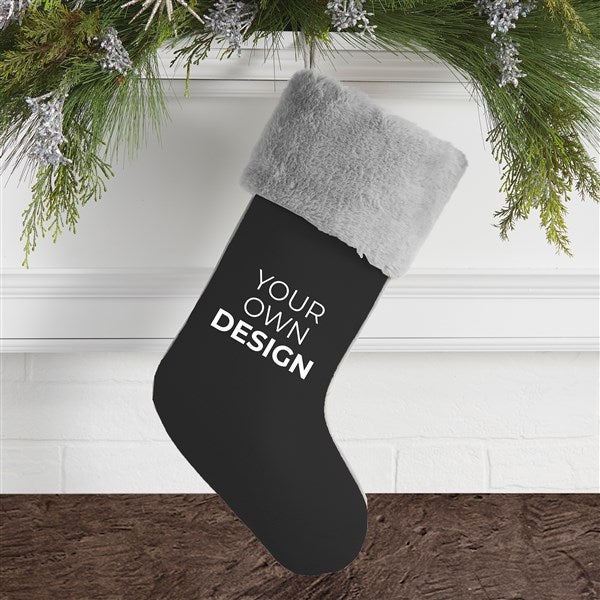 Design Your Own Personalized Grey Fur Cuff Christmas Stocking  - 40091