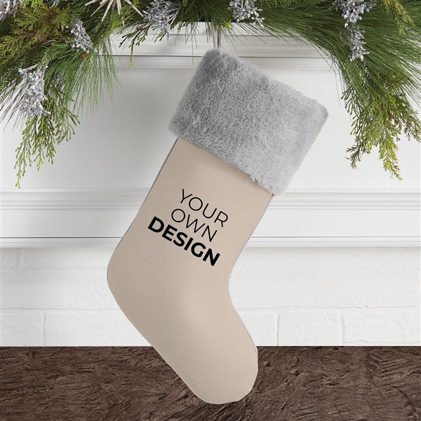 Design Your Own Personalized Grey Fur Cuff Christmas Stocking  - 40091