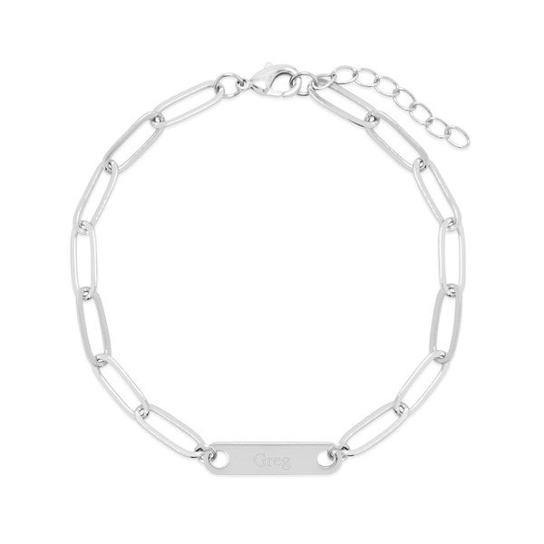 Paperclip Chain Engravable Name Bar Bracelet