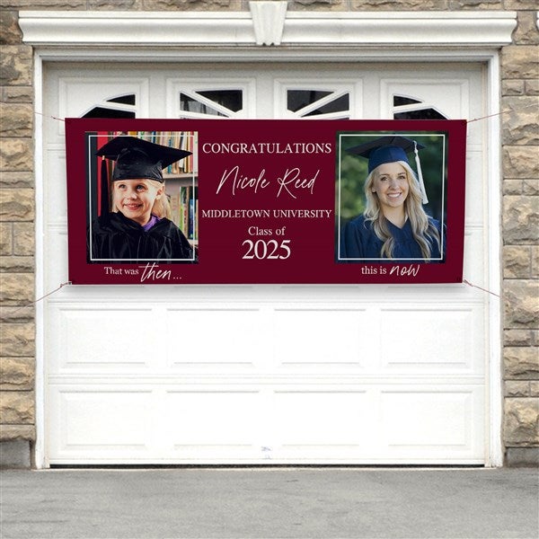 Then & Now Graduate Personalized Banner  - 40541