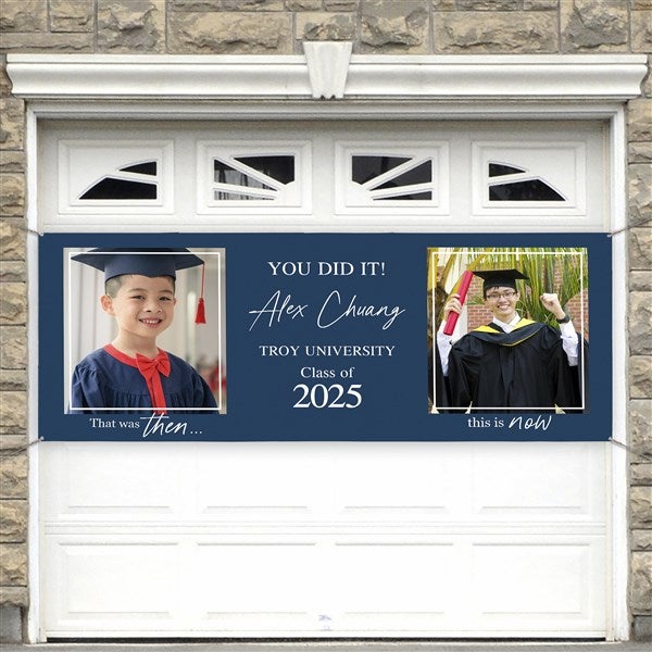 Then & Now Graduate Personalized Banner  - 40541