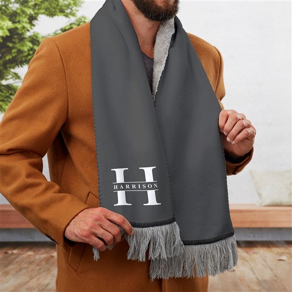 Monogram Blanket Shawl - Oversized Square Black Scarf