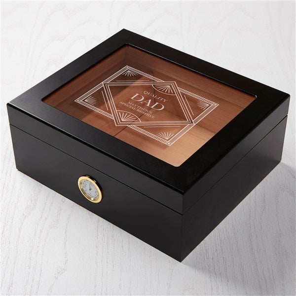 Top Shelf Dad Premium Black Engraved Cigar Humidor 50 Count