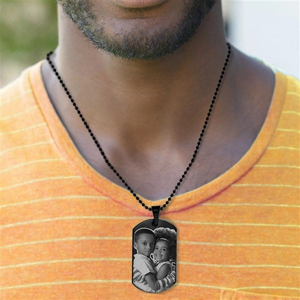 Custom Black Dog Tag Necklace for Men