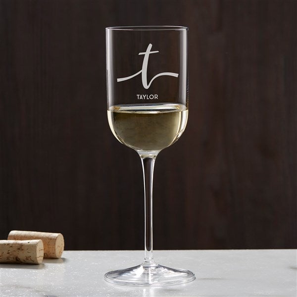 Personalized Etched Wine Glass with Designer Script Name | Glass or Crystal  | 16 oz or 19 oz 