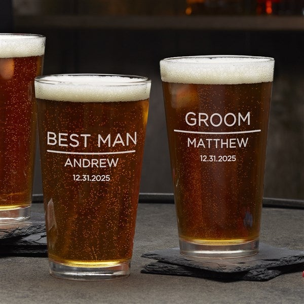 The Groomsman Wedding Engraved Beer Glass Collection  - 40751