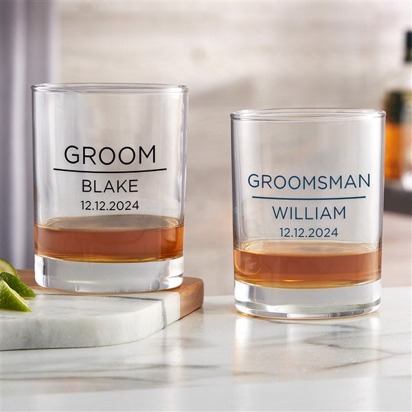 Classic Groomsman Custom Whiskey Glass & Cigar Gift Set 