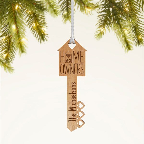 Home Owners Personalized Wood Key Ornament - 40857