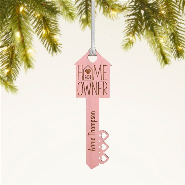 Home Owners Personalized Wood Key Ornament - 40857