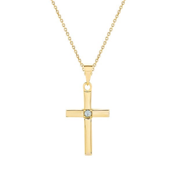 Cross Birthstone Custom Gold Pendant - 1 Stone