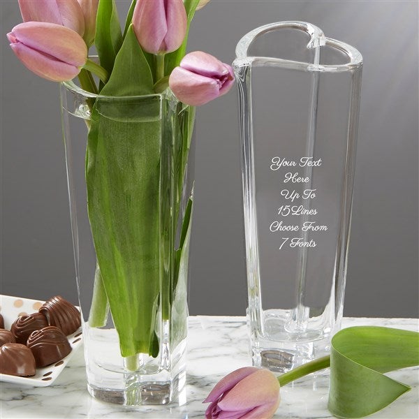 Engraved Message Crystal Heart Bud Vase by Orrefors - 40979