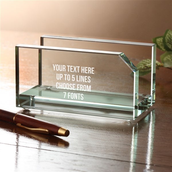 Engraved Message Glass Business Card Holder  - 40994