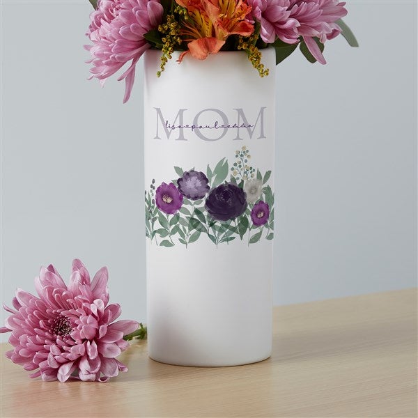 Personalized White Flower Vase - Floral Love For Mom - 41087