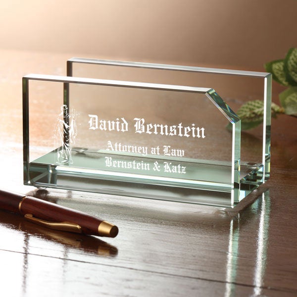 Personalized Glass Business Card Holder - Legal Design