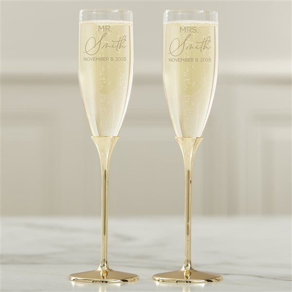 Elegant Couple Personalized Gold Flute Set - 41216