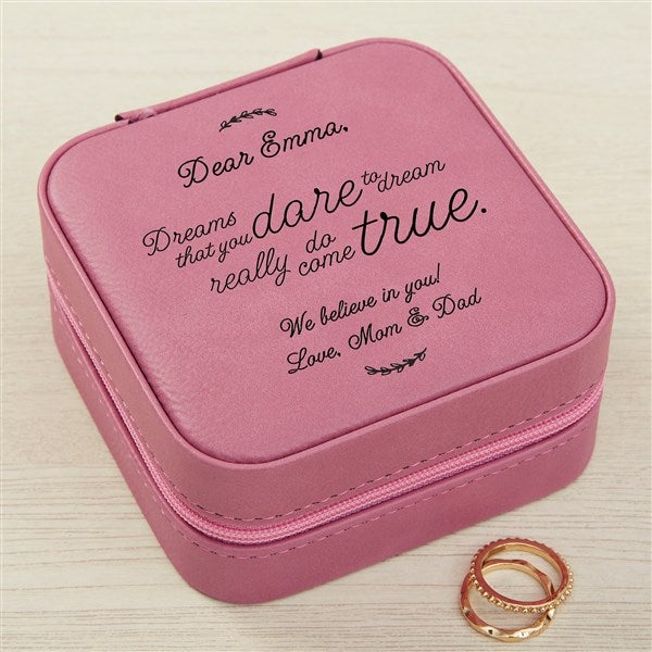 Inspiration For Her Personalized Leatherette Jewelry Case -Pink