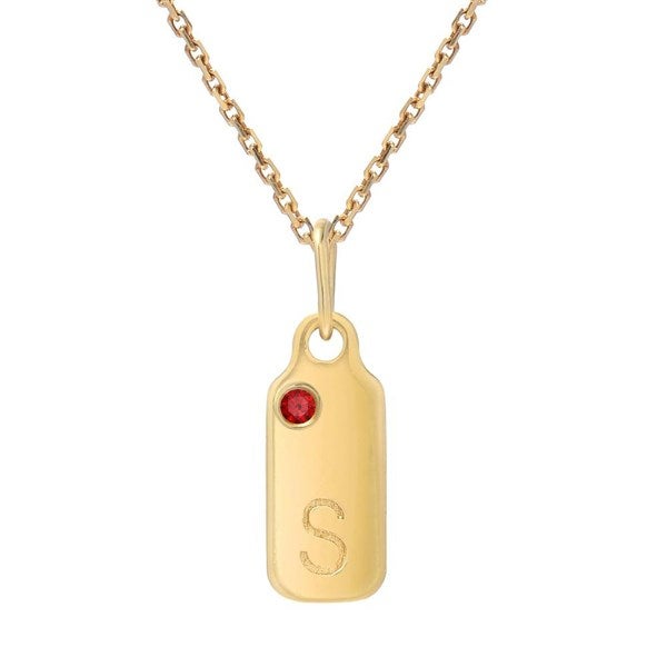 Gold Mini Block Monogram Necklace