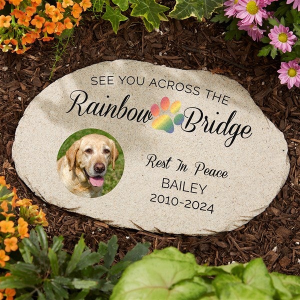  Custom Pet Memorial Rainbow Bridge Stone - Personalized Dog  Rock Slate Picture Frame with Photo Text for Pet Loss Tribute Slate Plaque,  Customized Stone Picture Keepsake Display, Custom Cat Pet
