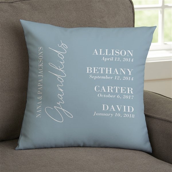 Grandchildren Birthdates Personalized Throw Pillows  - 41482