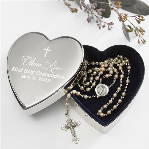 Personalized Silver Heart Keepsake Box - God Bless