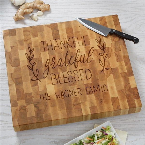 18 x 12 Maple & Cherry Cutting Board - Personalized Bless Our