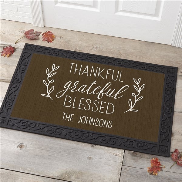 Thankful Grateful Blessed Door Mat Large Entrance Rug Rubber Front